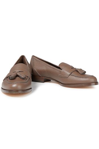 LORO PIANA Tasseled textured-leather loafers