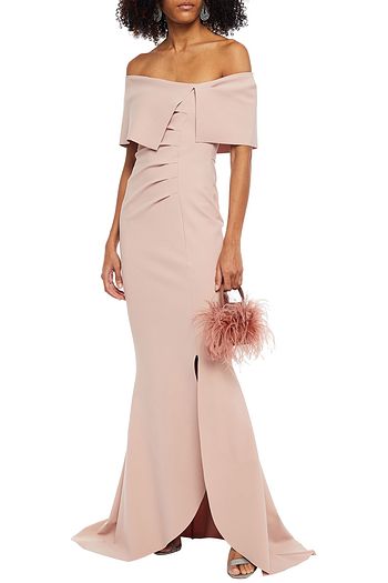 CHIARA BONI LA PETITE ROBE Egida off-the-shoulder pleated scuba gown