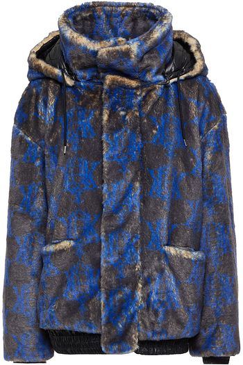 KOCHÉ X EMILIO PUCCI Shell-trimmed printed faux fur hooded jacket