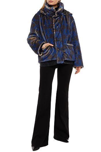 KOCHÉ X EMILIO PUCCI Shell-trimmed printed faux fur hooded jacket