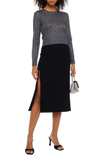 MICHELLE MASON Cropped metallic ribbed-knit sweater