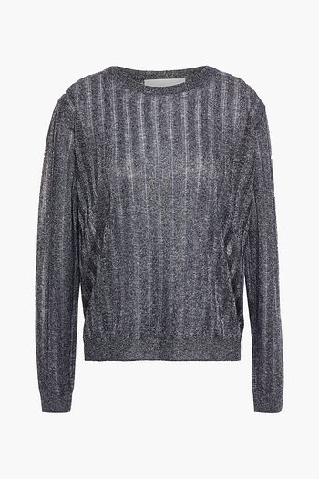 MICHELLE MASON Metallic ribbed-knit sweater