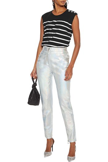 BALMAIN Iridescent high-rise skinny jeans