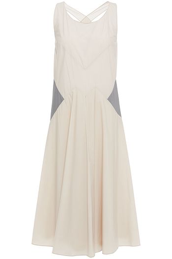 MAISON MARGIELA Gathered two-tone shell midi dress