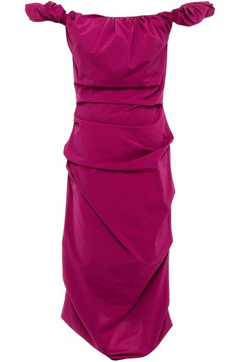 MAISON MARGIELA Off-the-shoulder pleated stretch-crepe midi dress