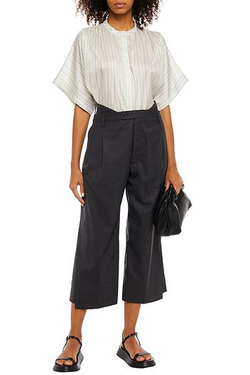 MAISON MARGIELA Cropped pleated wool-blend twill straight-leg pants