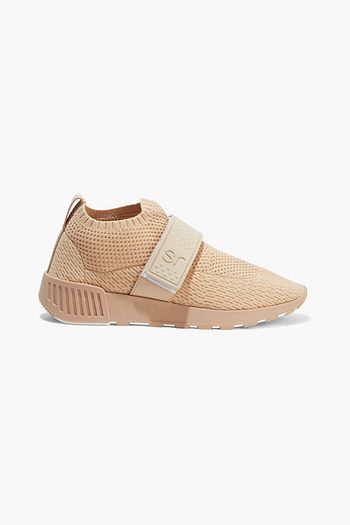SERGIO ROSSI sr1 Running leather-trimmed stretch-knit sneakers