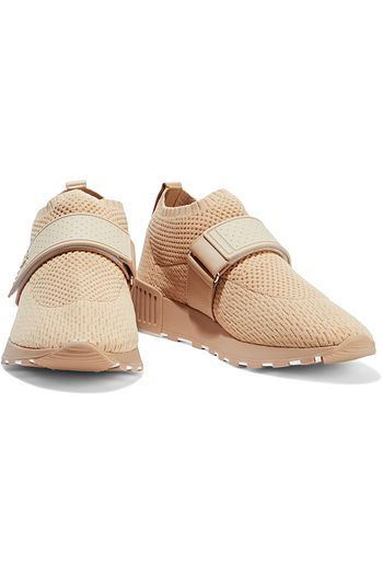 SERGIO ROSSI sr1 Running leather-trimmed stretch-knit sneakers