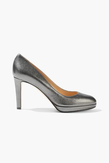 SERGIO ROSSI Madison metallic textured-leather platform pumps