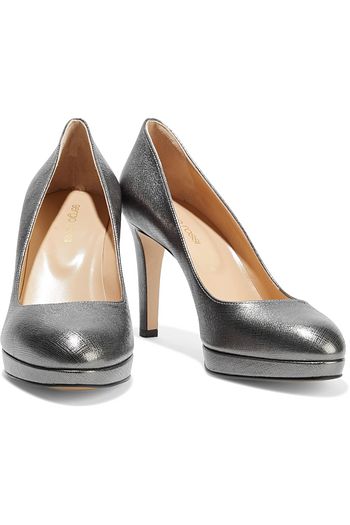 SERGIO ROSSI Madison metallic textured-leather platform pumps