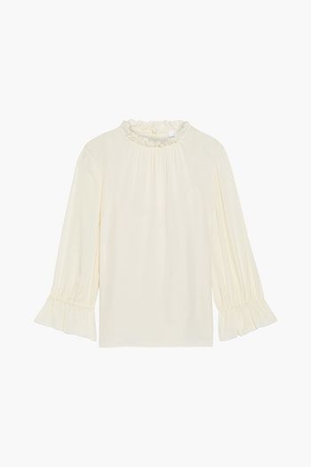 FRAME Brooke ruffle-trimmed silk crepe de chine top