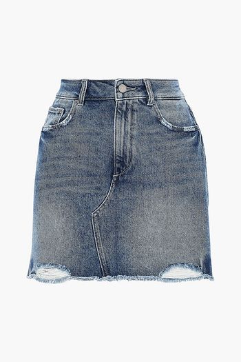 DL1961 Gardera distressed denim mini skirt