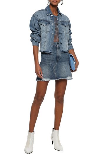 DL1961 Gardera distressed denim mini skirt