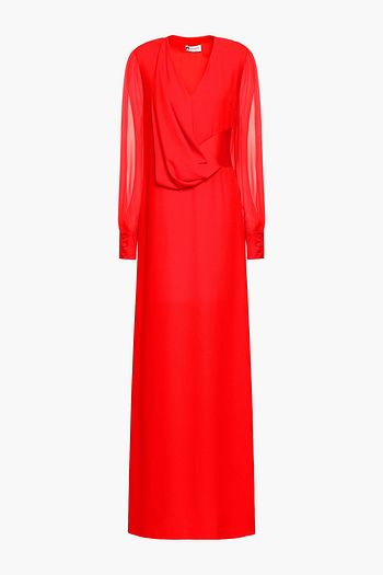 LANVIN Chiffon-paneled draped crepe gown