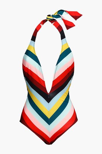 SOLID & STRIPED The Willow striped halterneck swimsuit