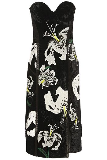 ERDEM Rebecca strapless embroidered crushed-velvet dress