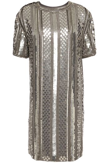 ALBERTA FERRETTI Embellished satin-crepe mini dress