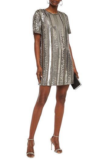 ALBERTA FERRETTI Embellished satin-crepe mini dress