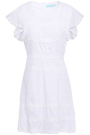 MELISSA ODABASH Meghan crochet-trimmed embroidered cotton-voile mini dress