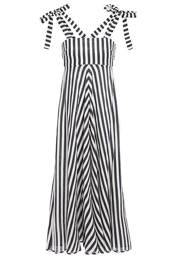 ZIMMERMANN Honour tie-detailed striped linen midi dress