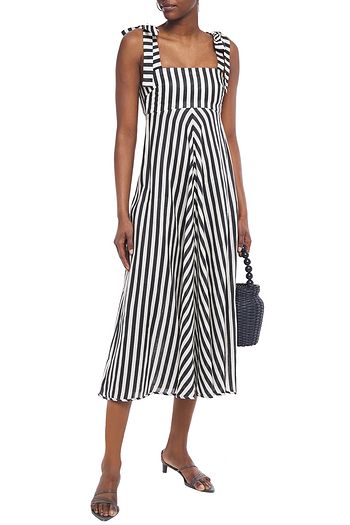 ZIMMERMANN Honour tie-detailed striped linen midi dress