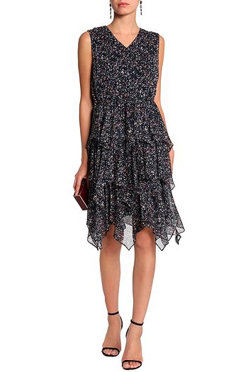 MIKAEL AGHAL Draped printed georgette dress
