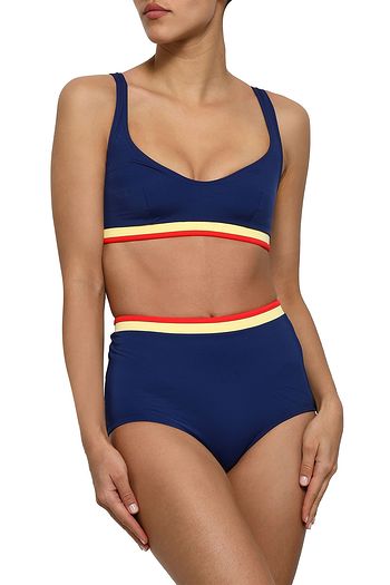 SOLID & STRIPED Color-block high-rise bikini briefs