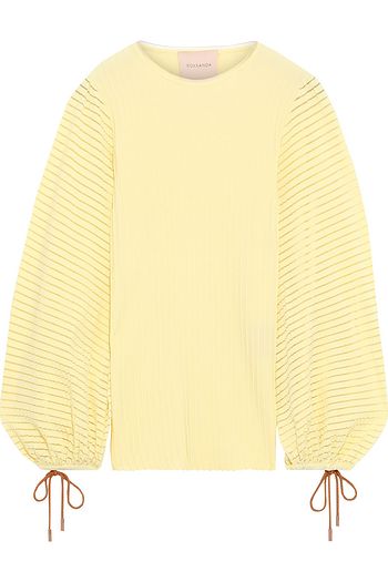 ROKSANDA Open knit-trimmed ribbed-knit top
