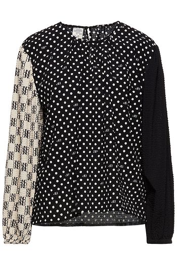 BAUM UND PFERDGARTEN Mayana patchwork-effect printed cloqué and jacquard top