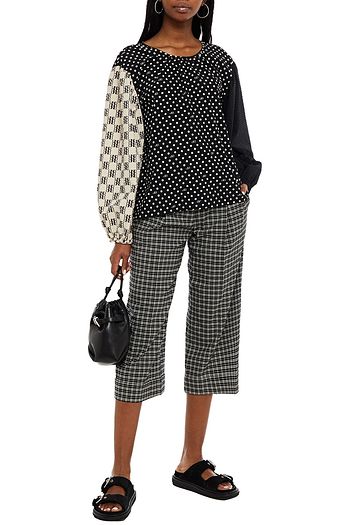 BAUM UND PFERDGARTEN Mayana patchwork-effect printed cloqué and jacquard top