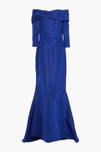 OSCAR DE LA RENTA Off-the-shoulder silk-taffeta gown