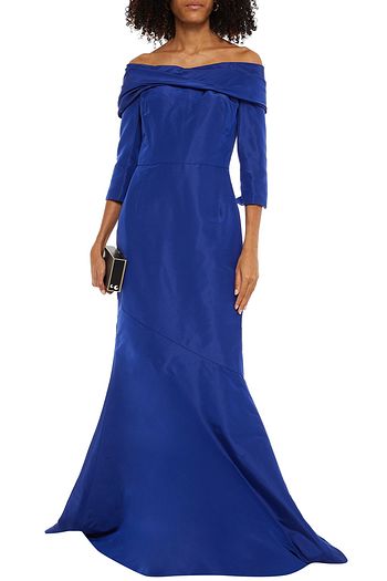 OSCAR DE LA RENTA Off-the-shoulder silk-taffeta gown