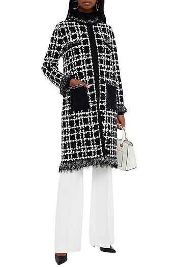 OSCAR DE LA RENTA Frayed jacquard-knit coat