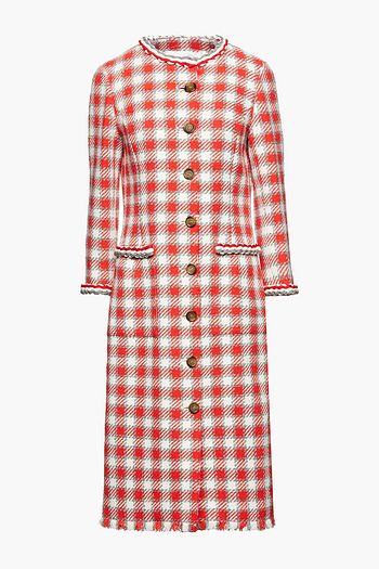 OSCAR DE LA RENTA Frayed checked tweed coat