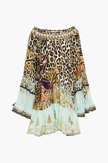 CAMILLA Crystal-embellished leopard-print silk crepe de chine mini dress