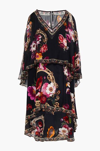 CAMILLA Convertible embellished floral-print silk dress