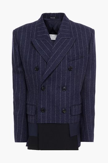 MAISON MARGIELA Doppelreihiger Blazer aus gebürsteter Wolle mit Nadelstreifen