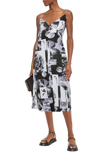 BAUM UND PFERDGARTEN Abiella belted floral-print crinkled crepe de chine midi dress