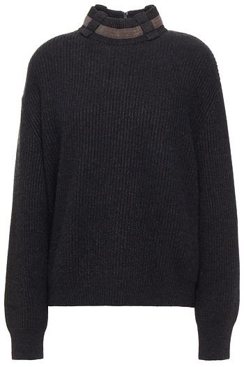 BRUNELLO CUCINELLI Bead-embellished ribbed metallic cashmere-blend sweater