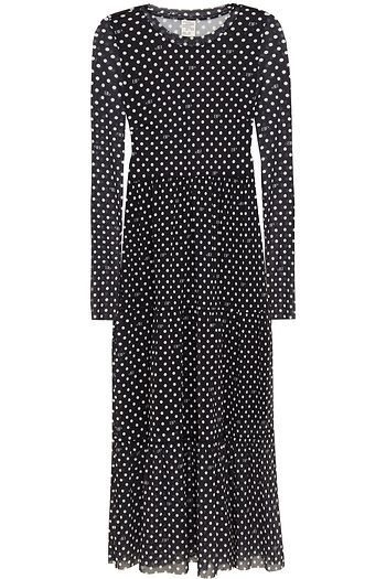 BAUM UND PFERDGARTEN Jocelina gathered polka-dot stretch-mesh midi dress