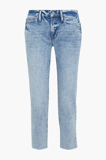 FRAME Le Nouveau Straight cropped bleached mid-rise straight-leg jeans