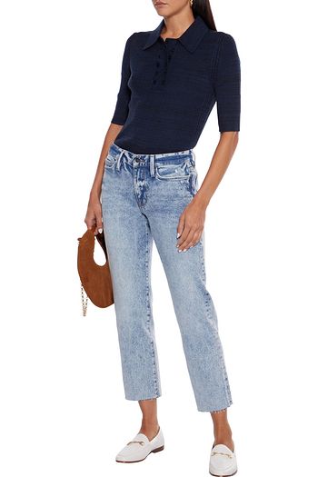 FRAME Le Nouveau Straight cropped bleached mid-rise straight-leg jeans