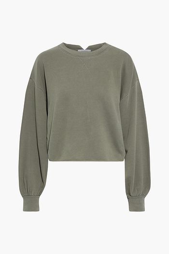 FRAME Easy gathered organic French Pima cotton-terry sweatshirt
