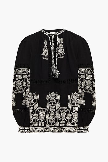 ANTIK BATIK Sofia embroidered cotton-gauze blouse