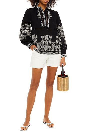 ANTIK BATIK Sofia embroidered cotton-gauze blouse