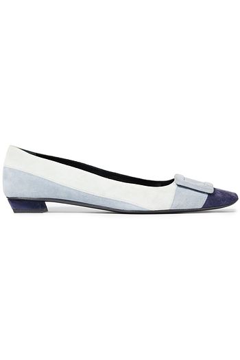 ROGER VIVIER Belle Vivier buckle-embellished color-block suede ballet flats