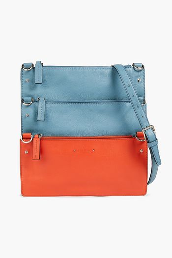 VALENTINO GARAVANI Two-tone pebbled-leather shoulder bag