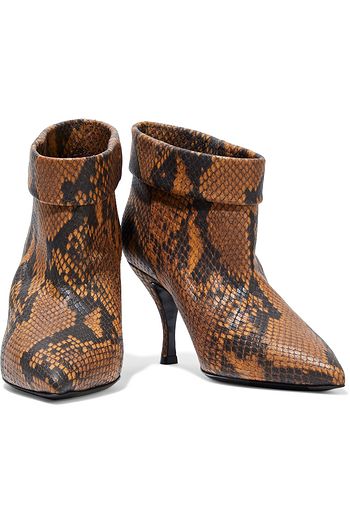 DRIES VAN NOTEN Snake-effect leather ankle boots