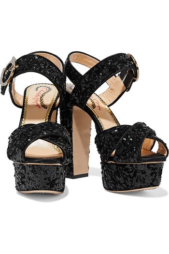 CHARLOTTE OLYMPIA Aristocat sequined satin platform sandals