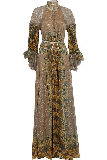 ETRO Belted ruffle-trimmed floral-print silk-chiffon gown